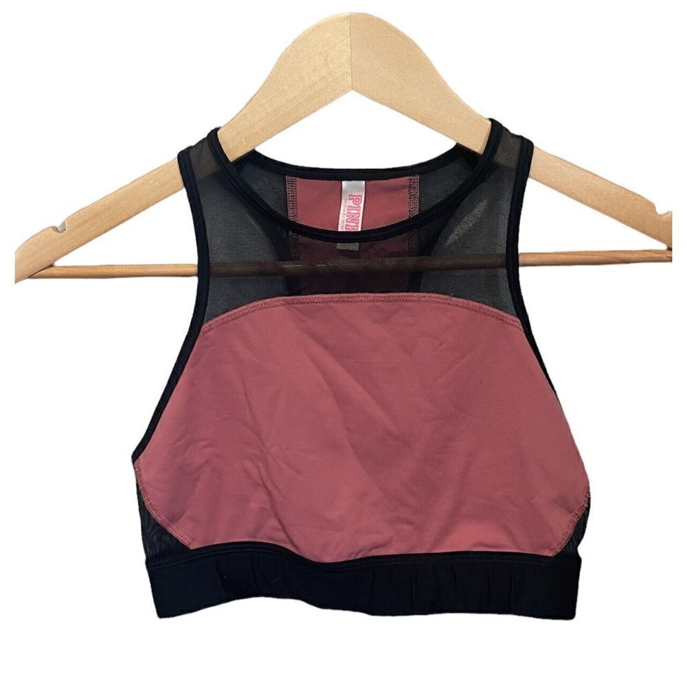 PINK Victorias Secret Sports Bra Pink Size Small Black Halter